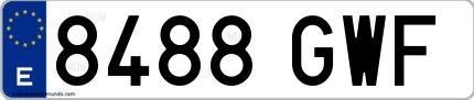 Ejemplo de matrícula española 8488 GWF