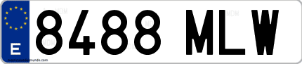 Ejemplo de matrícula de coche ordinaria 8488 MLW