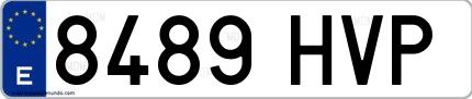 Ejemplo de matrícula española 8489 HVP