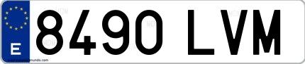 Ejemplo de matrícula española 8490 LVM