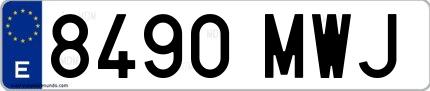 Ejemplo de matrícula española 8490 MWJ