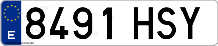 Ejemplo de matrícula de coche ordinaria 8491 HSY