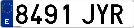 Ejemplo de matrícula de coche ordinaria 8491 JYR