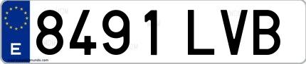 Ejemplo de matrícula española 8491 LVB