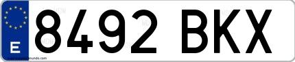 Ejemplo de matrícula española 8492 BKX