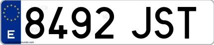 Ejemplo de matrícula española 8492 JST