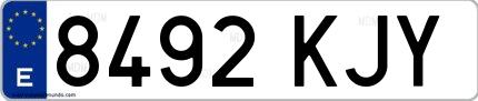 Ejemplo de matrícula española 8492 KJY