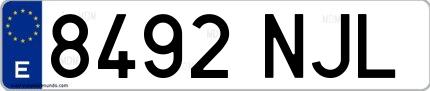 Ejemplo de matrícula española 8492 NJL