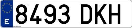 Ejemplo de matrícula española 8493 DKH