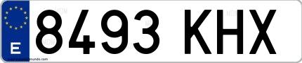 Ejemplo de matrícula española 8493 KHX