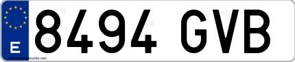 Ejemplo de matrícula española 8494 GVB