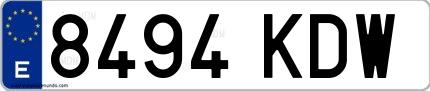 Ejemplo de matrícula española 8494 KDW