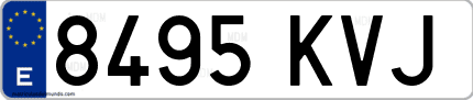 Ejemplo de matrícula de coche ordinaria 8495 KVJ