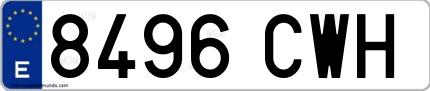 Ejemplo de matrícula española 8496 CWH