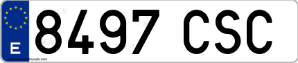 Ejemplo de matrícula de coche ordinaria 8497 CSC