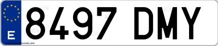 Ejemplo de matrícula española 8497 DMY