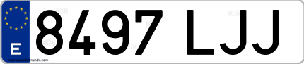 Ejemplo de matrícula de coche ordinaria 8497 LJJ