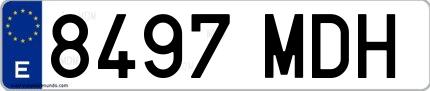 Ejemplo de matrícula española 8497 MDH