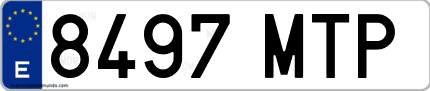 Ejemplo de matrícula de coche ordinaria 8497 MTP