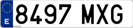 Ejemplo de matrícula de coche ordinaria 8497 MXG