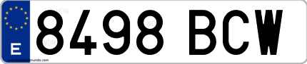 Ejemplo de matrícula de coche ordinaria 8498 BCW