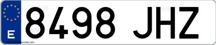 Ejemplo de matrícula española 8498 JHZ