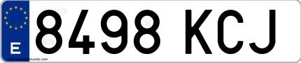 Ejemplo de matrícula española 8498 KCJ