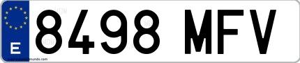 Ejemplo de matrícula española 8498 MFV