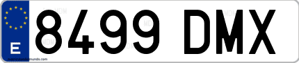 Ejemplo de matrícula de coche ordinaria 8499 DMX