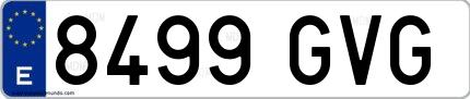 Ejemplo de matrícula española 8499 GVG
