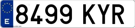 Ejemplo de matrícula española 8499 KYR