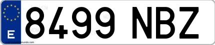 Ejemplo de matrícula española 8499 NBZ