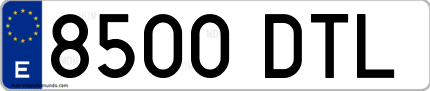 Ejemplo de matrícula de coche ordinaria 8500 DTL