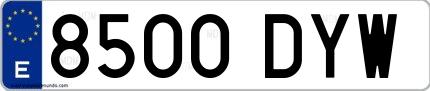 Ejemplo de matrícula española 8500 DYW