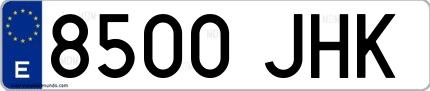 Ejemplo de matrícula española 8500 JHK