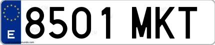 Ejemplo de matrícula española 8501 MKT