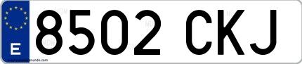 Ejemplo de matrícula española 8502 CKJ