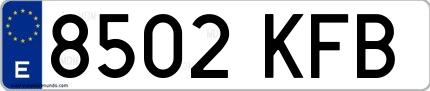 Ejemplo de matrícula española 8502 KFB