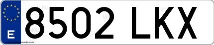 Ejemplo de matrícula española 8502 LKX