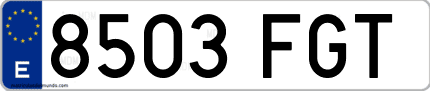 Ejemplo de matrícula de coche ordinaria 8503 FGT