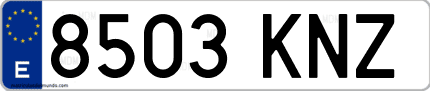 Ejemplo de matrícula de coche ordinaria 8503 KNZ