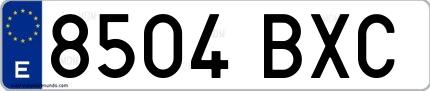 Ejemplo de matrícula española 8504 BXC