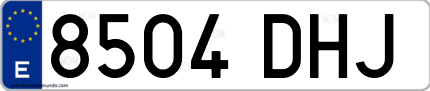 Ejemplo de matrícula de coche ordinaria 8504 DHJ
