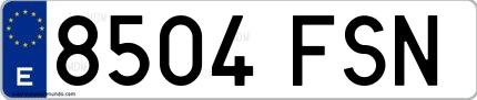 Ejemplo de matrícula española 8504 FSN