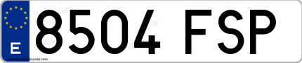 Ejemplo de matrícula de coche ordinaria 8504 FSP