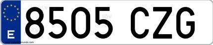 Ejemplo de matrícula española 8505 CZG