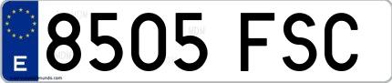 Ejemplo de matrícula española 8505 FSC