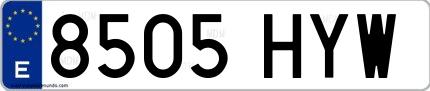 Ejemplo de matrícula española 8505 HYW
