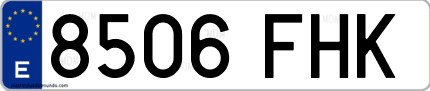 Ejemplo de matrícula de coche ordinaria 8506 FHK