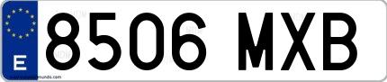 Ejemplo de matrícula española 8506 MXB